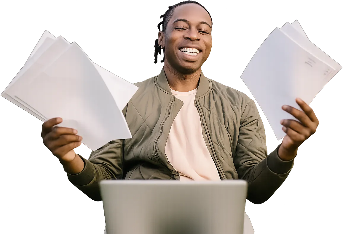 Student happy after receiving exam results
